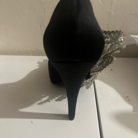 Balenciaga Black Talon Slash Satin Pumps with Sequins Appliqué Size 39 - Picture 4 of 8